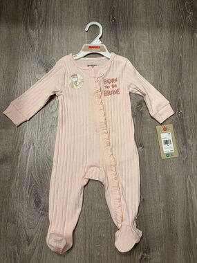 Baby Girl's Huggies Pink Ribbed Footed One-Piece Pajamas- Size 6M- NWT‎